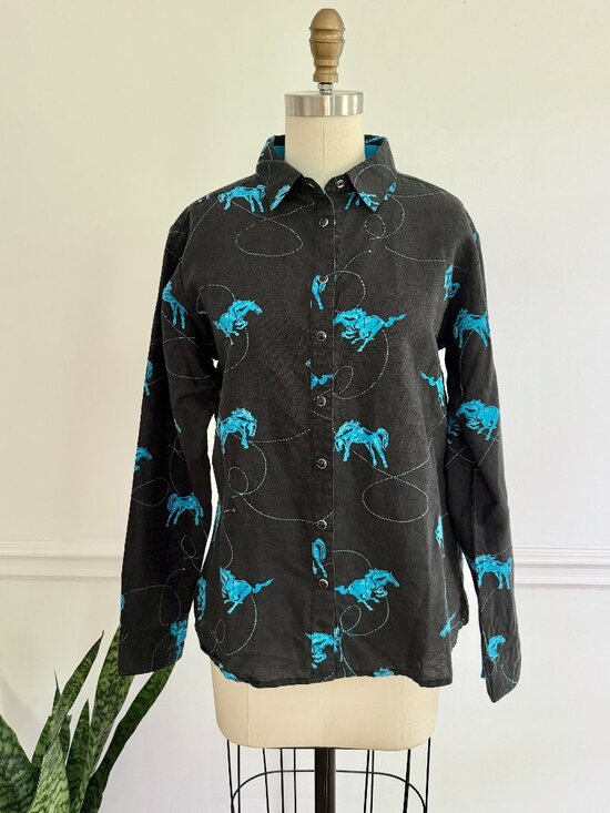 Wrangler Tops - Vintage Wrangler Stallion Cowboy Button Down | M